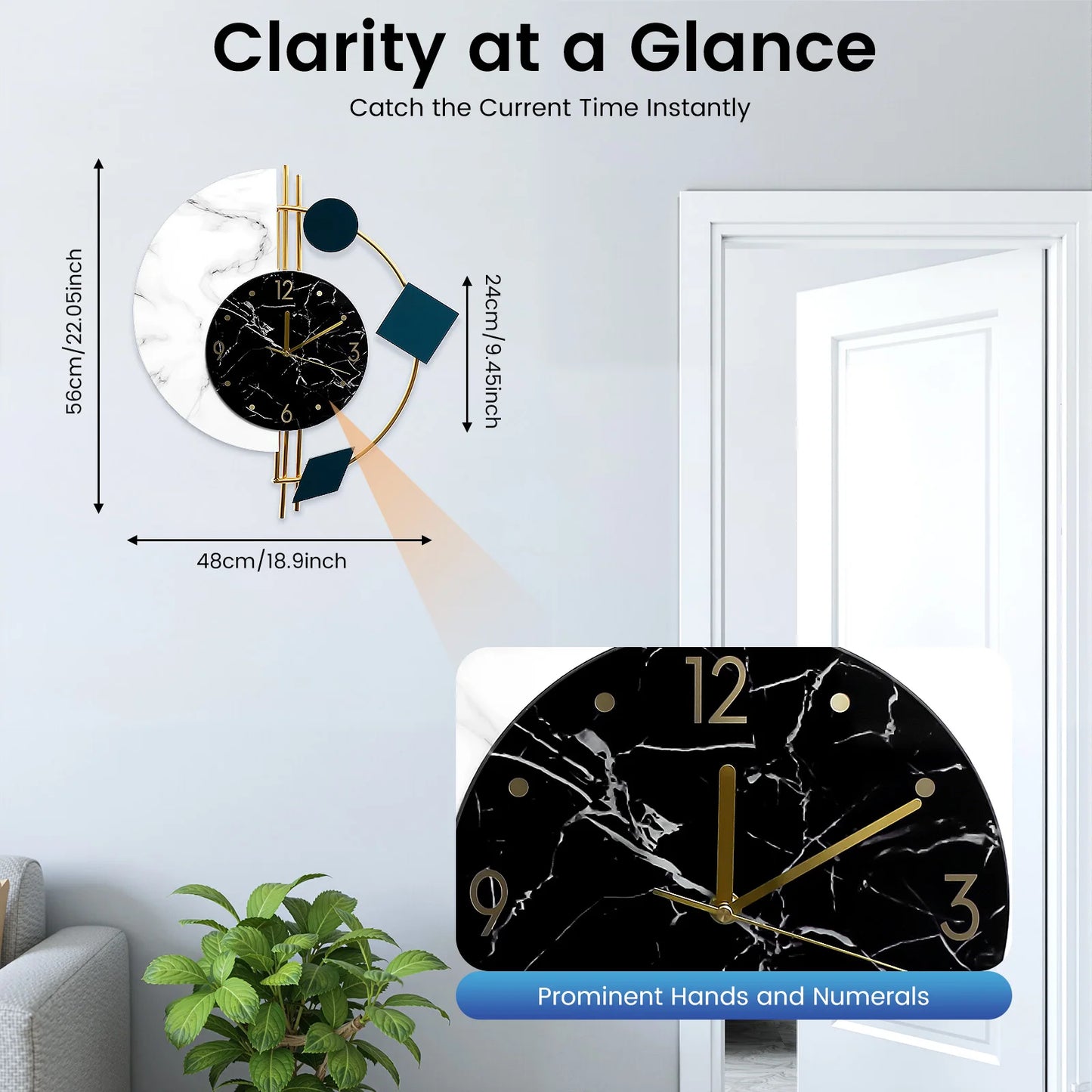 Mid-Century Creative Marble Luxury Wall Clock