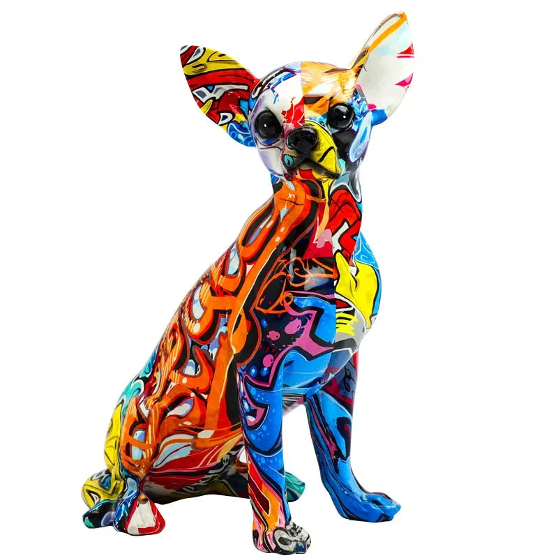 Creative Painted Graffiti Resin Dog Home Decoration