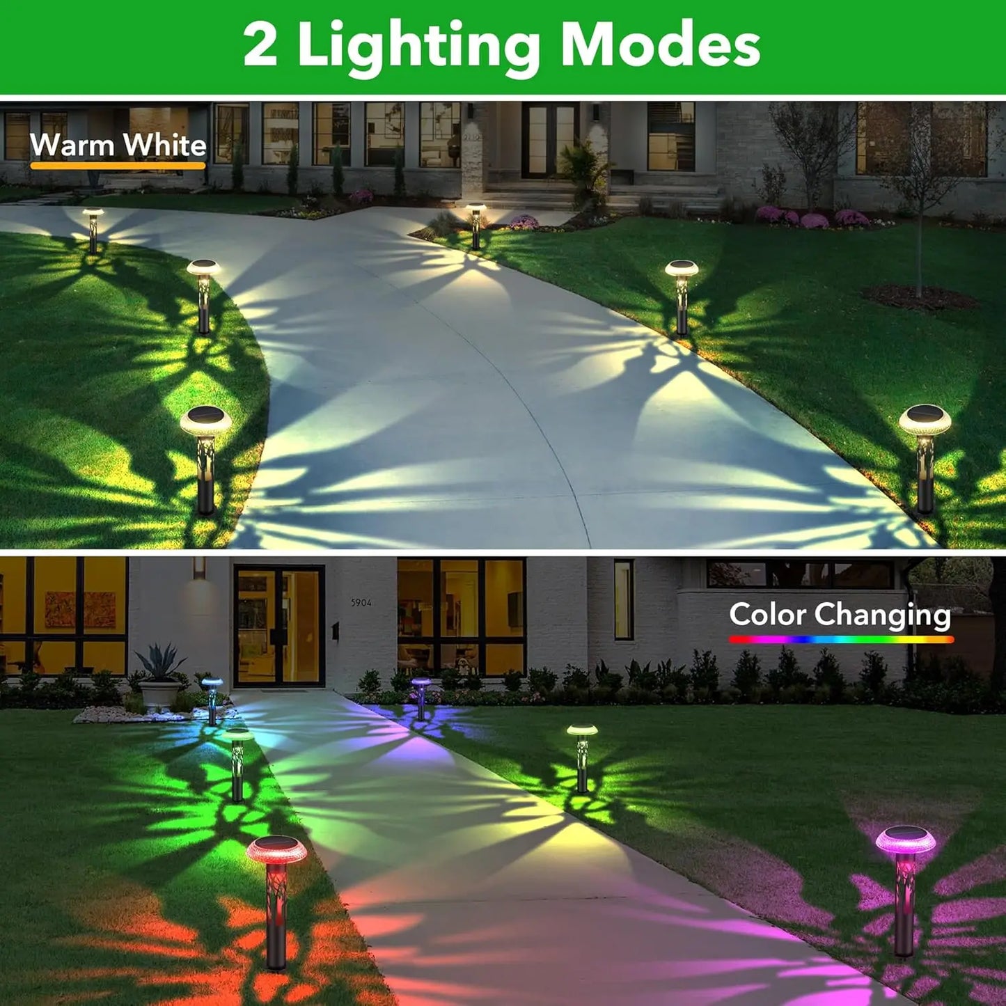 6-Pk Large Solar Pathway Lights w/ 8 Lighting Modes