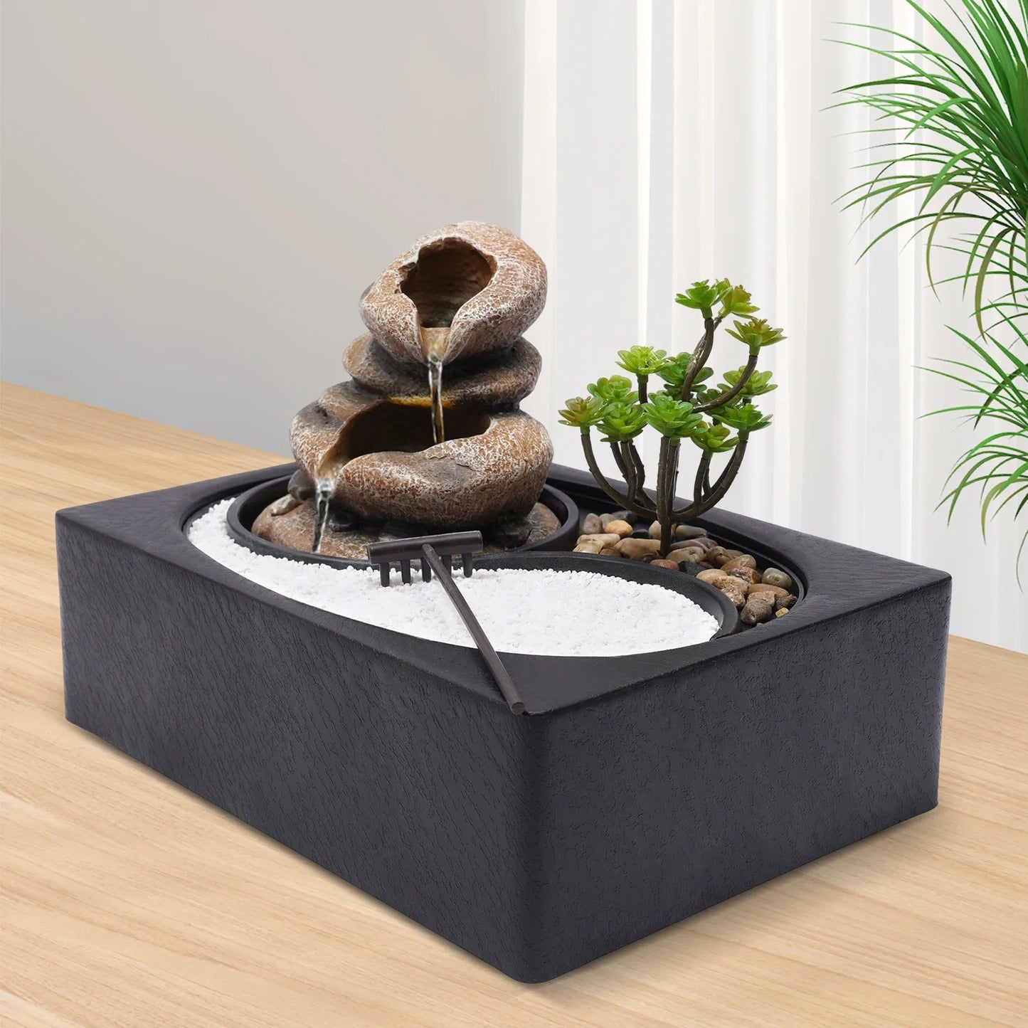 Tabletop Rock Water Fountain w/ LED Light