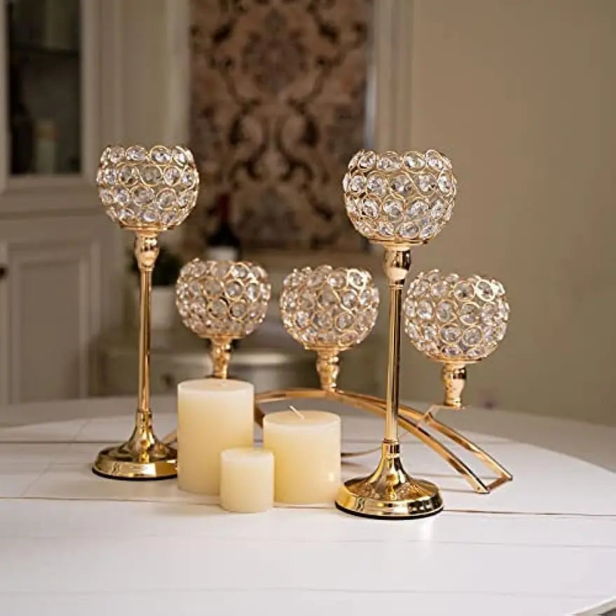 Gold Candle Holders | Tealight Candlestick Centerpieces