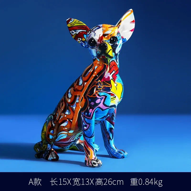 Creative Painted Graffiti Resin Dog Home Decoration