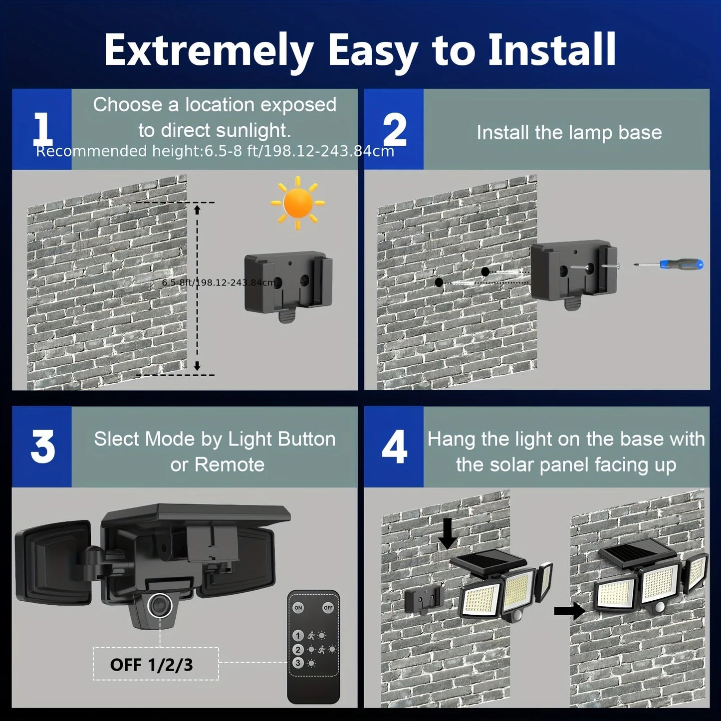 3-Pack Outdoor Solar Motion Sensor Security Lights