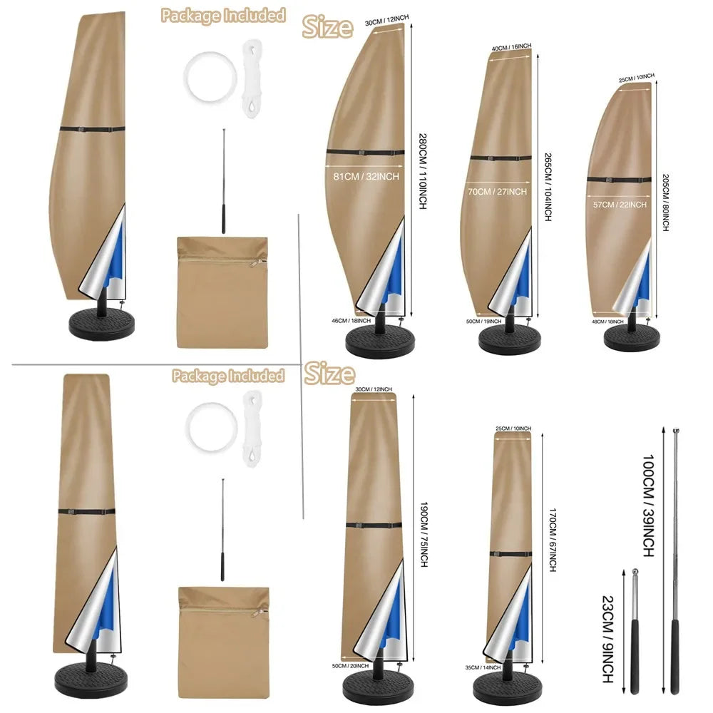 Patio Umbrella Cover Waterproof Outdoor Anti-UV Cantilever