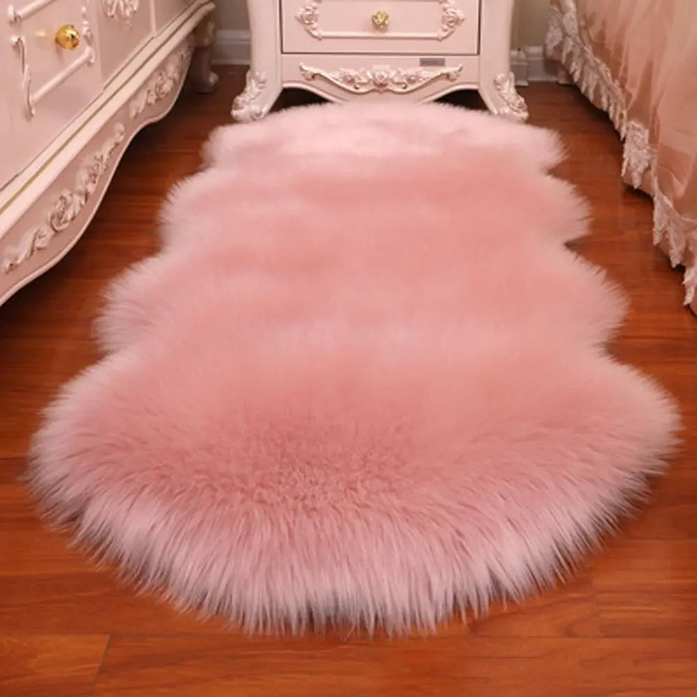 Washable Fluffy Shaggy Non-Slip Faux Fur Sheepskin Rug