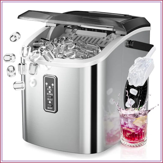 Portable Ice Maker with Handle, Basket & Scoop