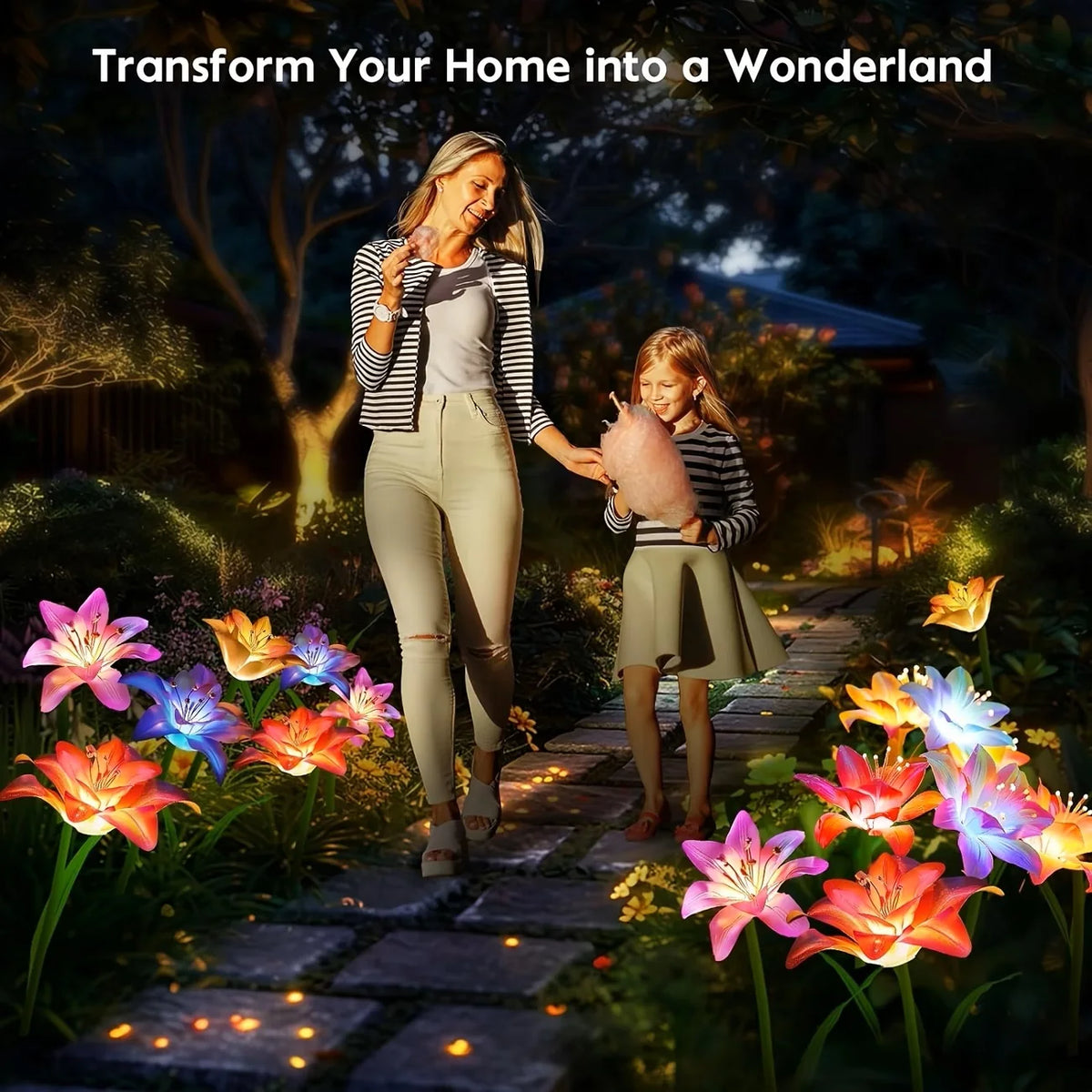 Solar Lily Lights Glowing Stems Garden Decor