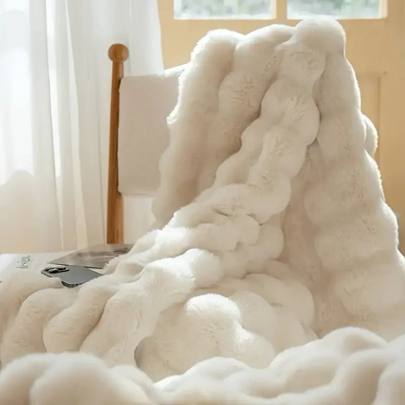 1PC Cozy Faux Rabbit Fleece Blanket | Throw