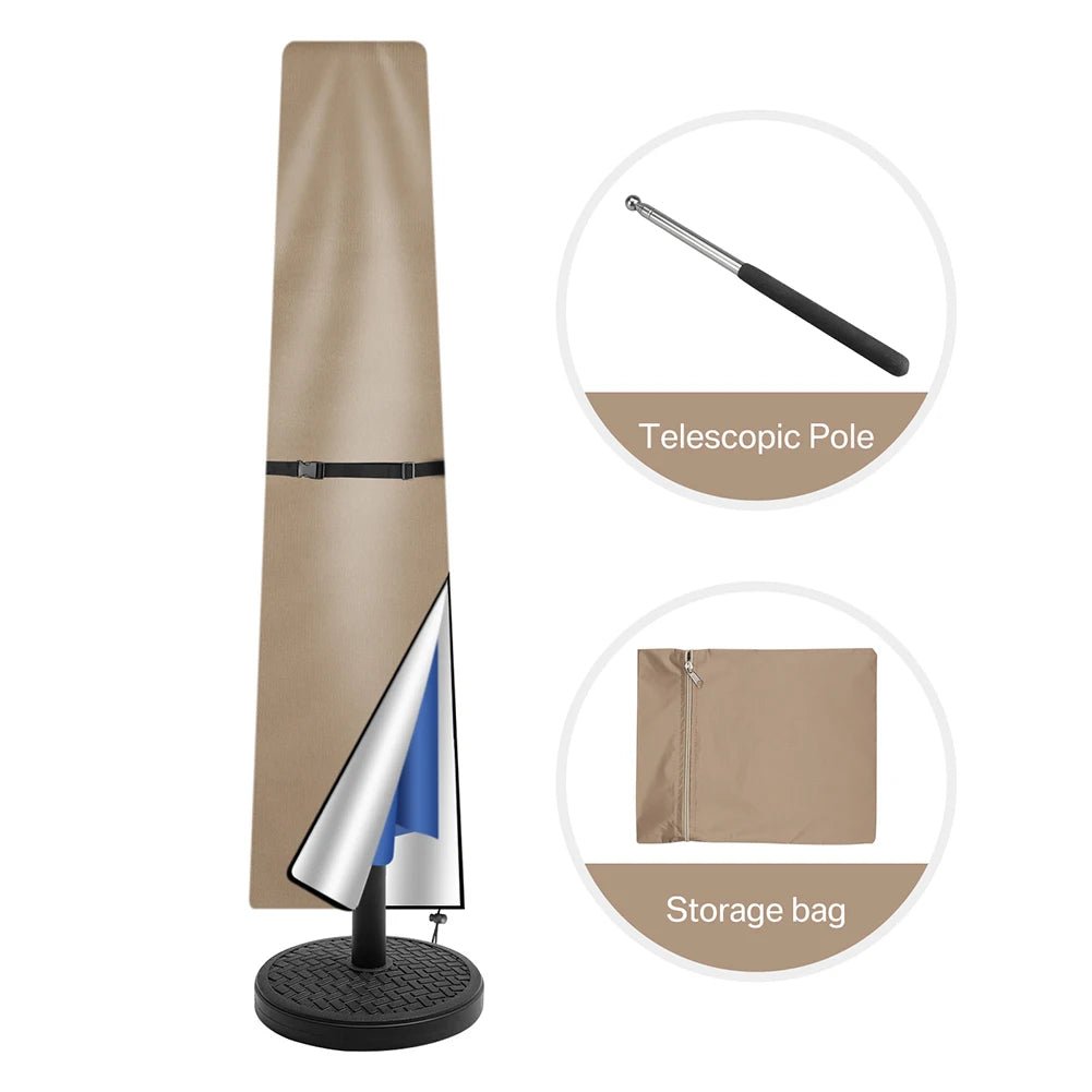 Straight Waterproof Parasol Protective Cover Zip Weatherproof
