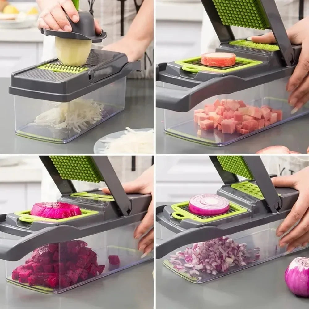 Multifunctional Vegetable Chopper Food Slicer Dicer Grater w/ Handle