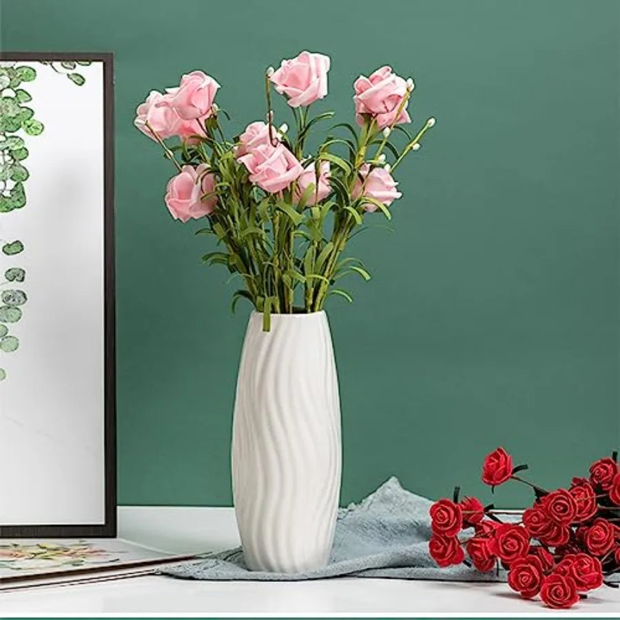 Classic Style Ceramic Flower Vase, 8.4" H