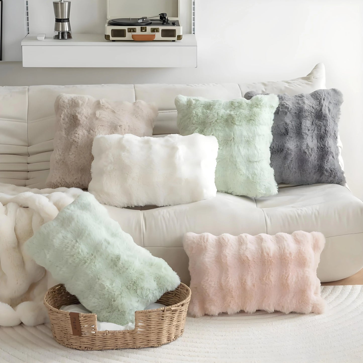 Cloud-Like Faux Fur Pillow Covers (Set of 2)