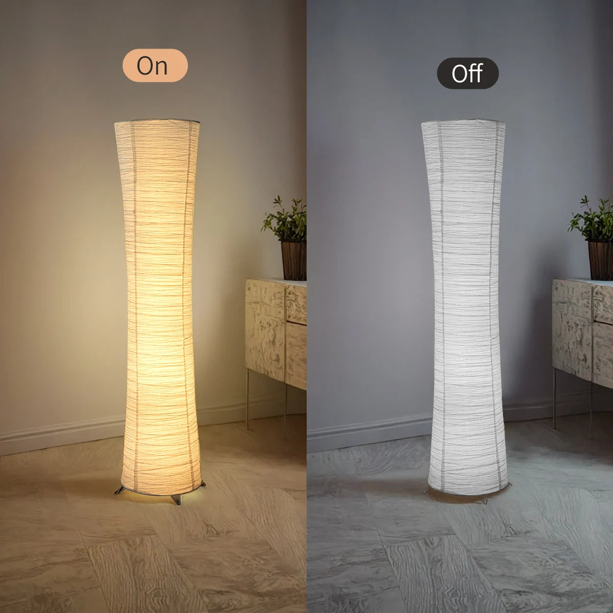 Paper-Chrome-Plated Standing Lamp, LED Light Strip