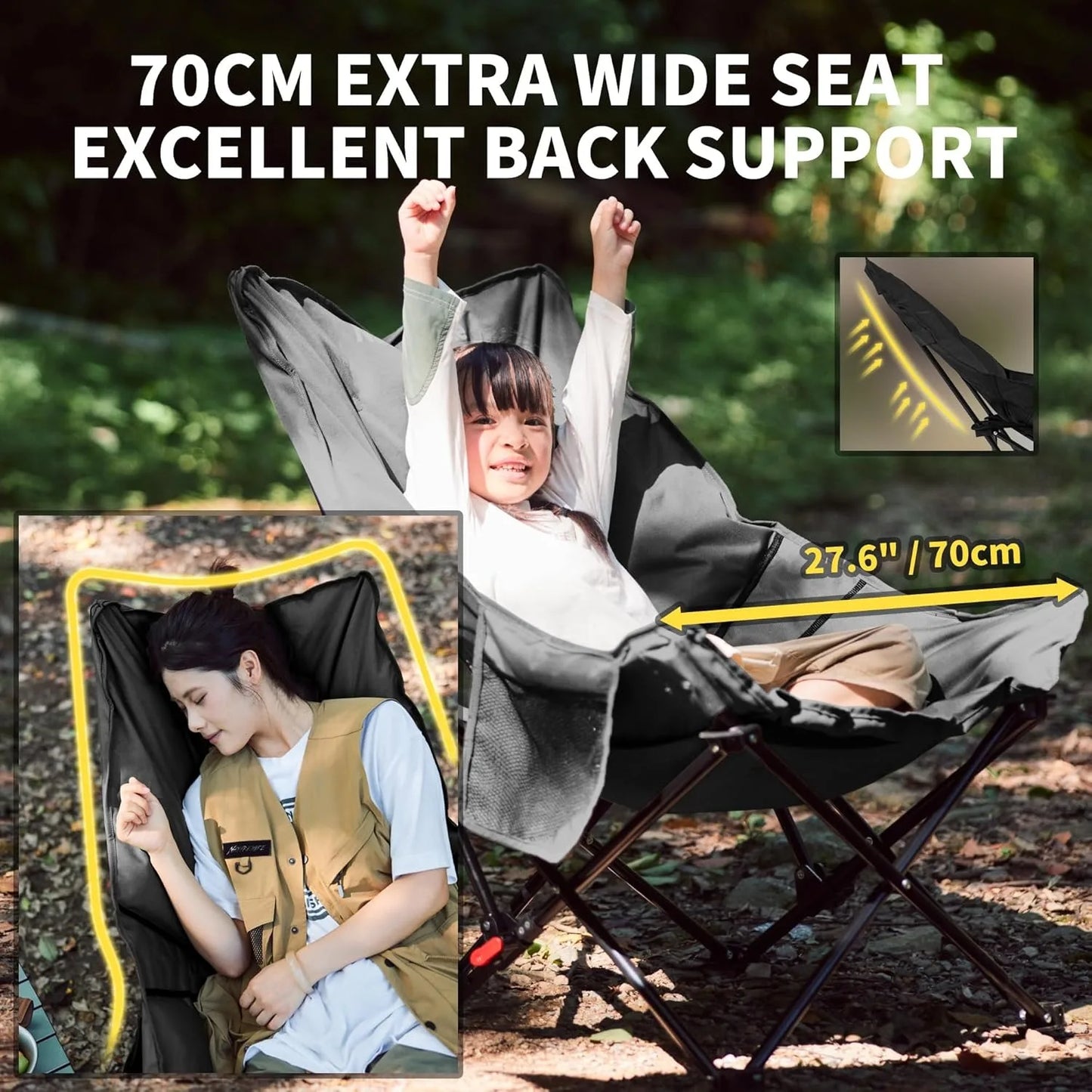 2-Position Adjustable Portable Folding Camping Chair