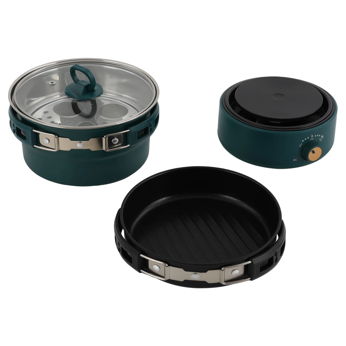 Portable Multifunctional Electric Hot Pot w/Foldable Handles