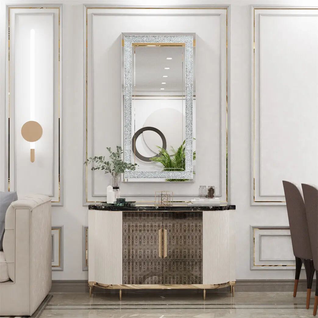 Crystal Crushed Diamond Rectangular Wall Mirror