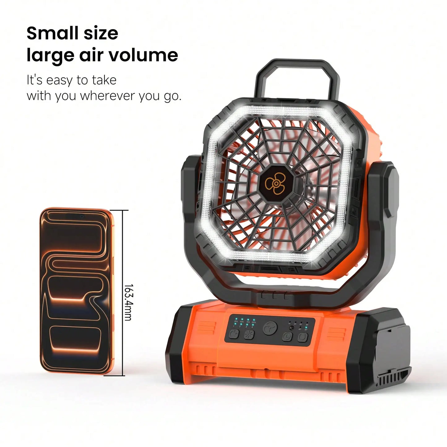 20000mAh Camping 4-Speeds Fan With LED Lantern