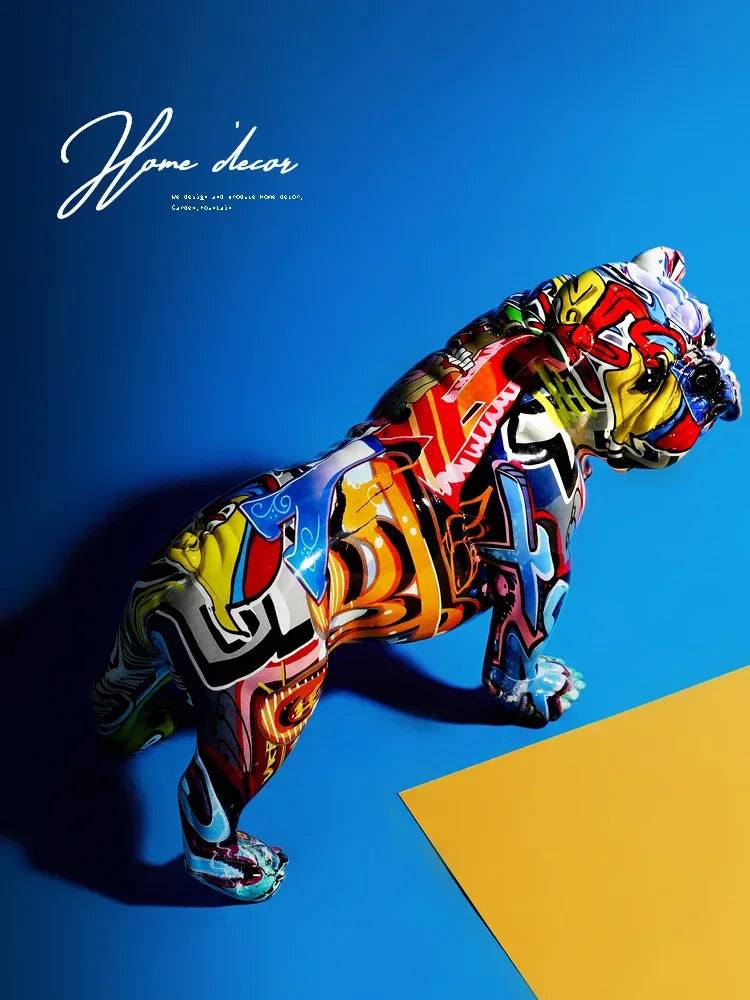 Creative Painted Graffiti Resin Dog Home Decoration