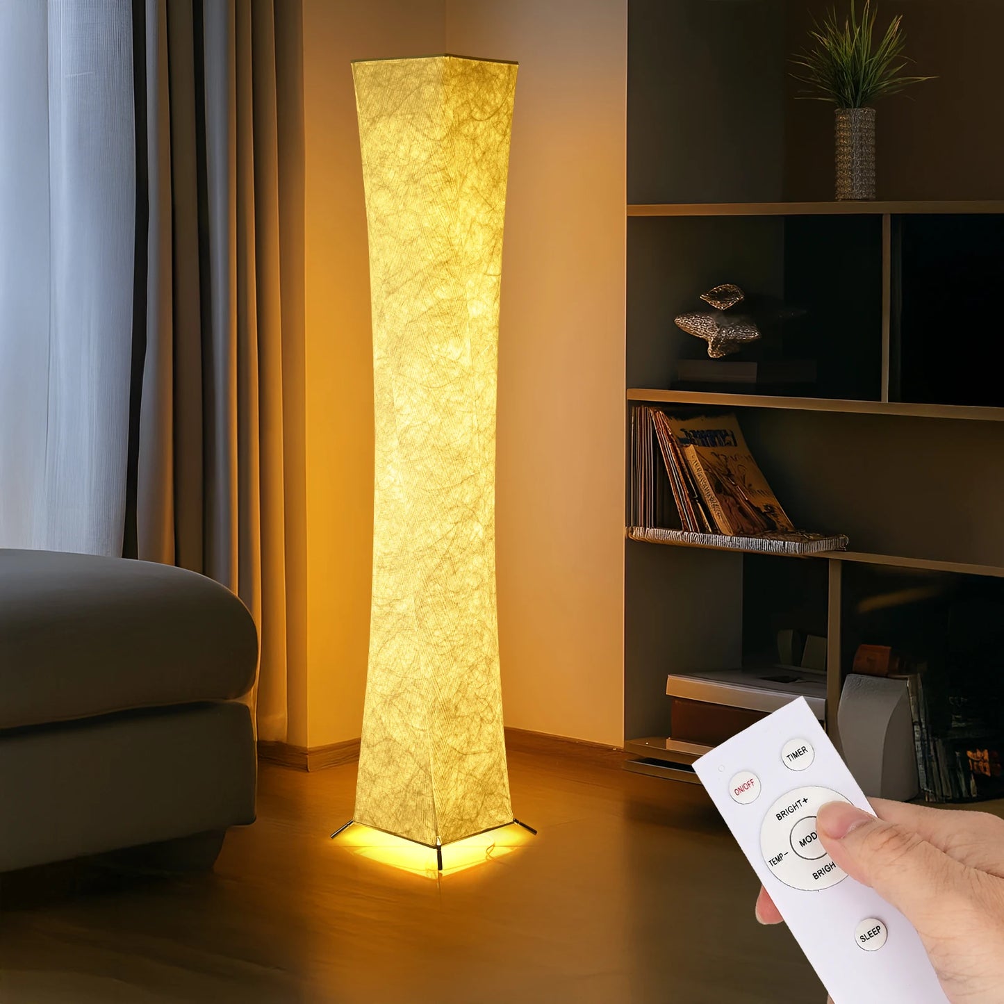 52" Modern LED Fabric Shade Floor Lamp