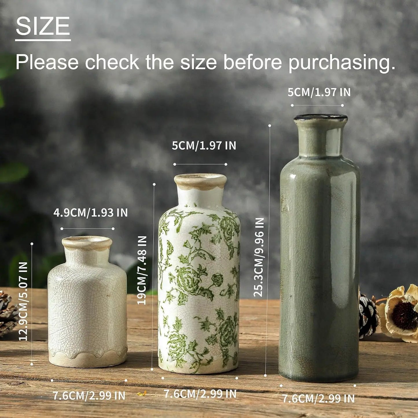 Vintage Ceramic Flower Vase Set of 3