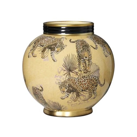 10 inch Vintage Ceramic Flower Vases with Gold Rim