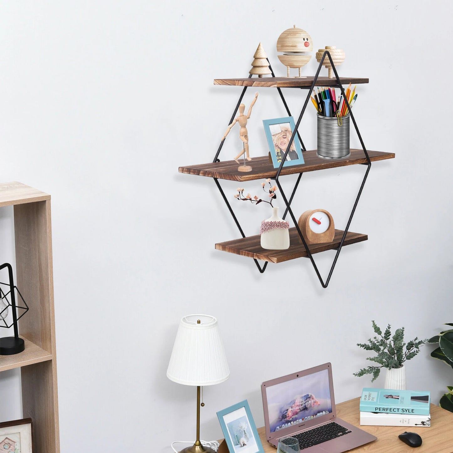 3 Tier Heavy Duty Wood Floating Shelf