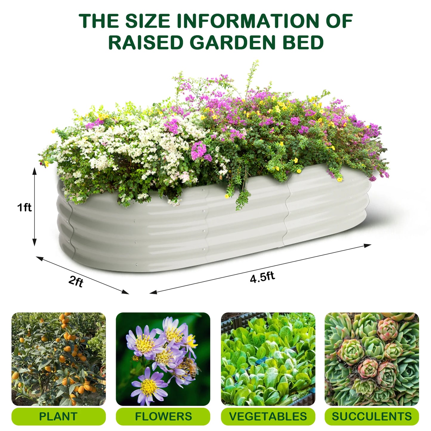 Oval Raised Garden Bed, Galvanized 2 Pcs