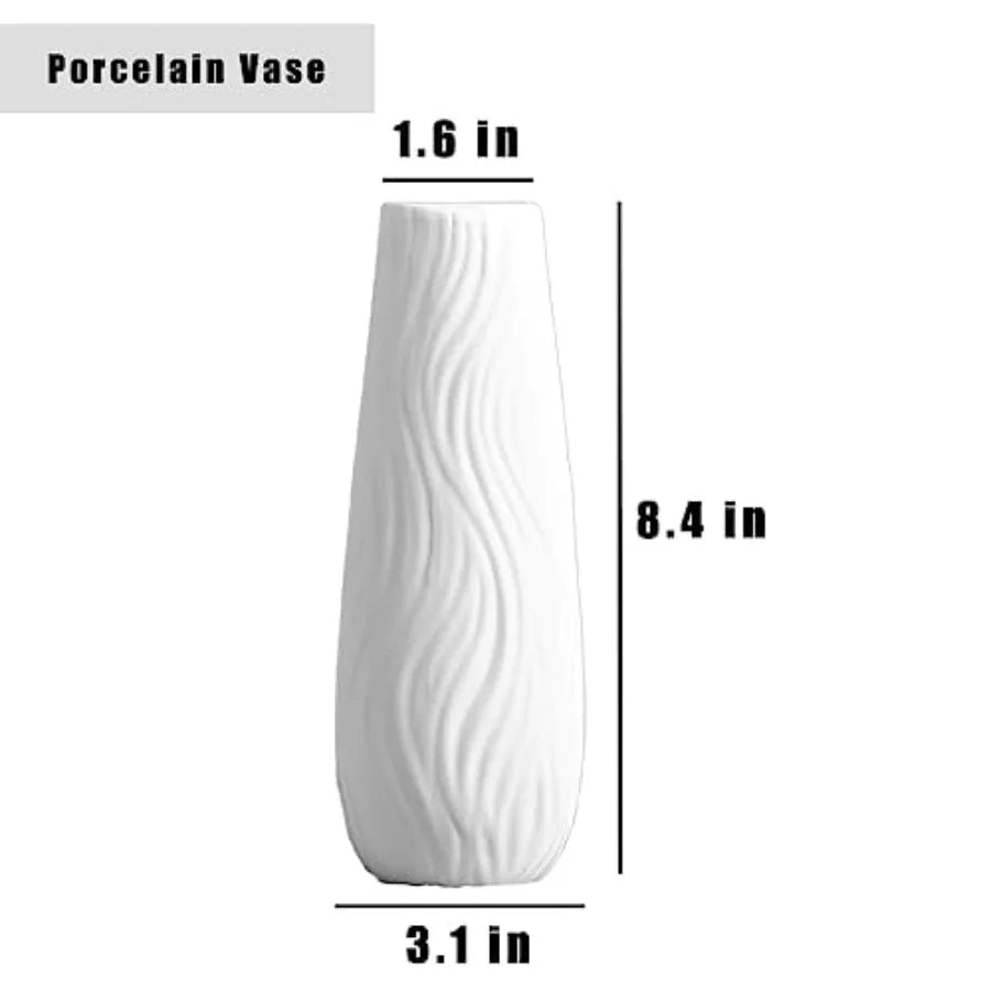 Classic Style Ceramic Flower Vase, 8.4" H