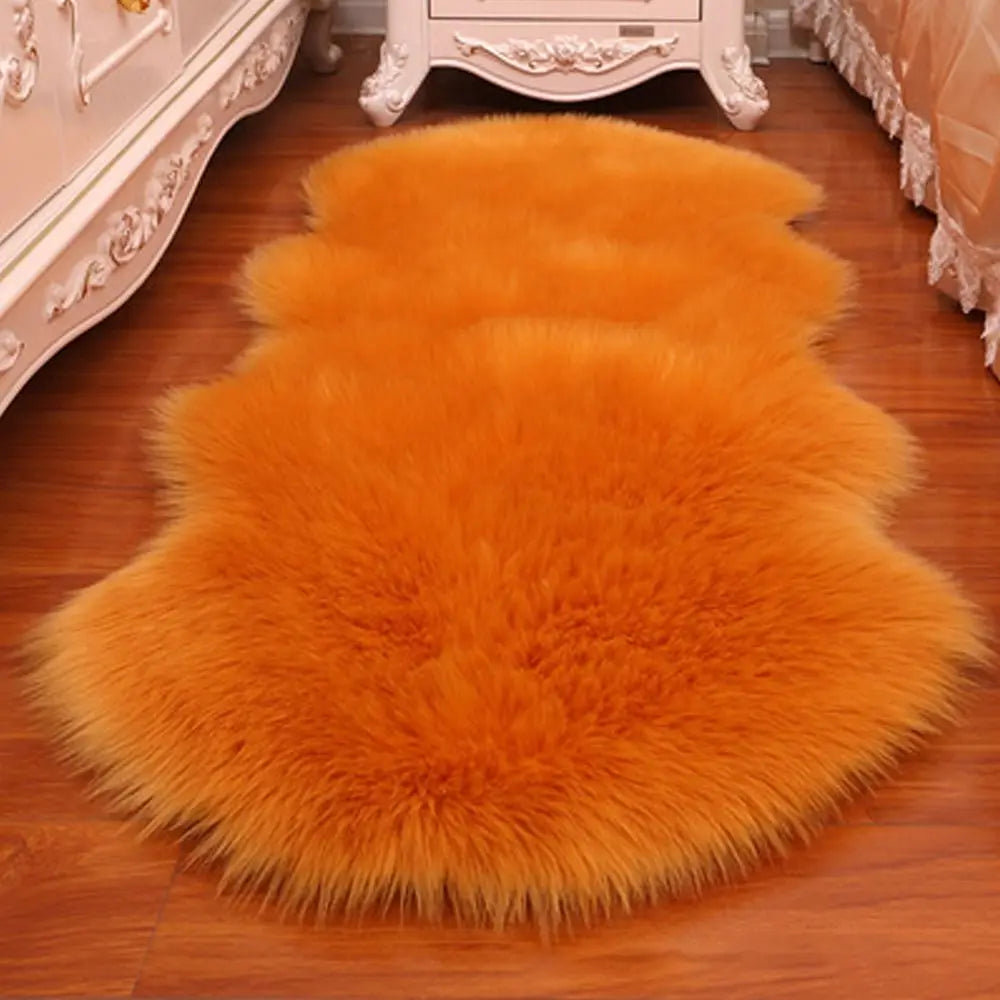 Washable Fluffy Shaggy Non-Slip Faux Fur Sheepskin Rug