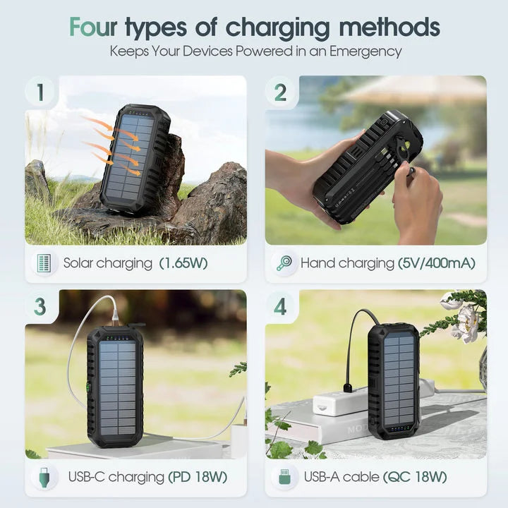 40000mAh Solar Power Bank with Hand Crank