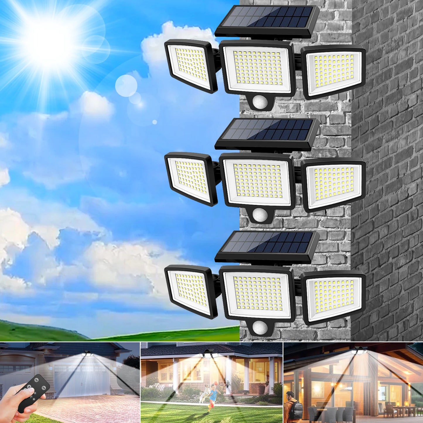 3-Pack Outdoor Solar Motion Sensor Security Lights