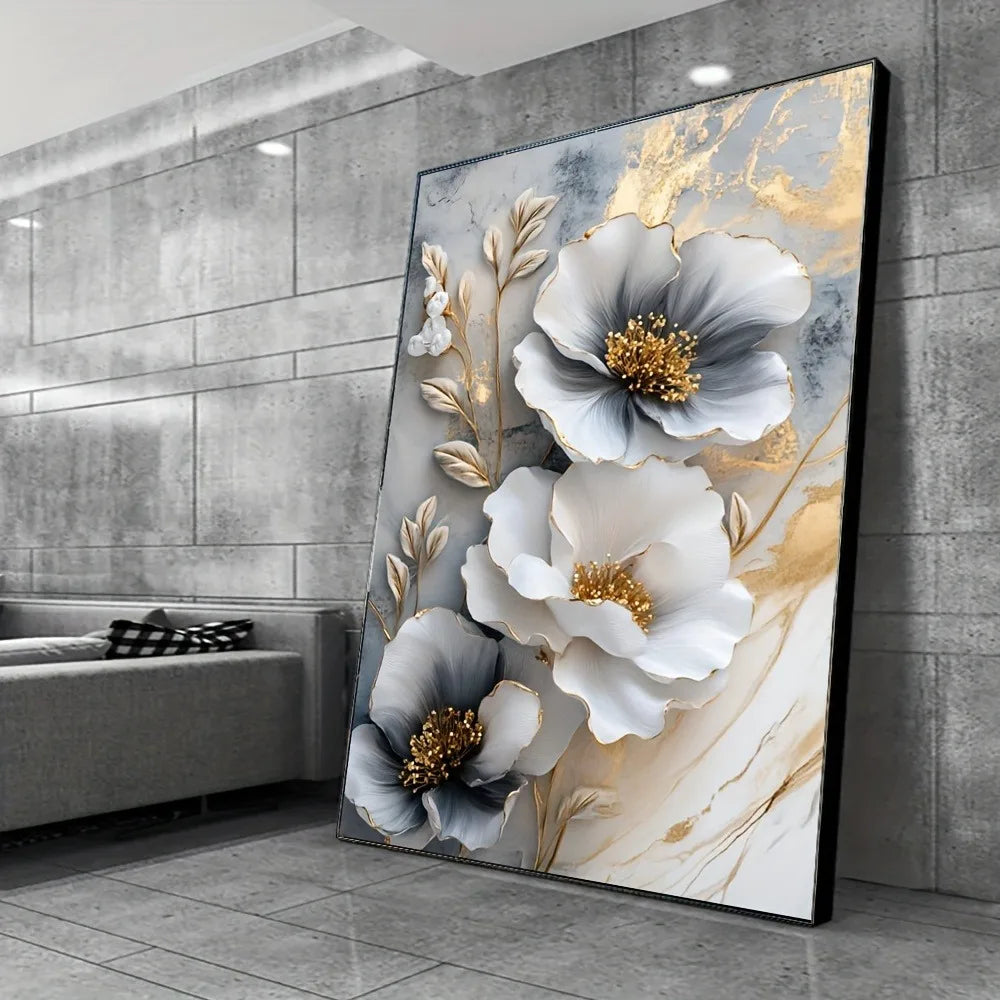 Luxury Canvas Mural Framed 3D Floral Painting