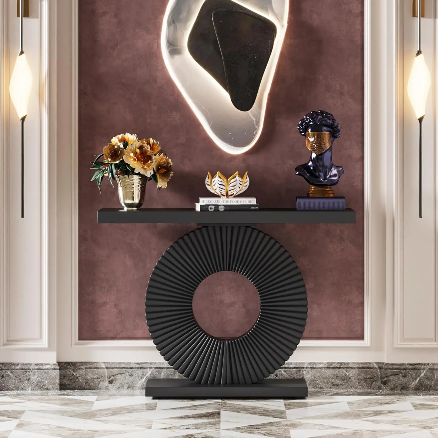 40-Inch Modern Console Table with Geometric Base