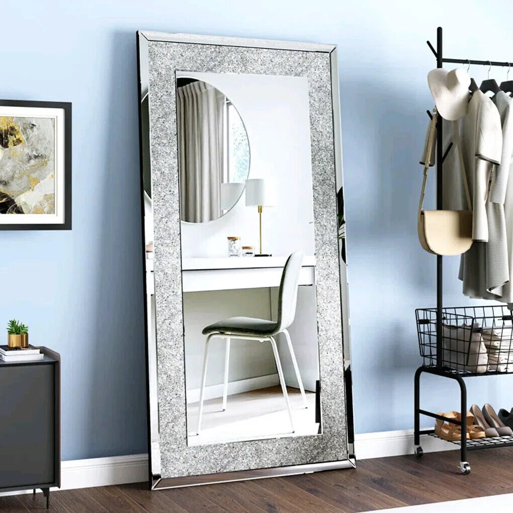 Crystal Crushed Diamond Rectangular Wall Mirror