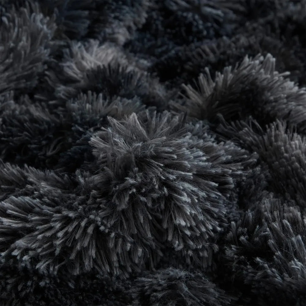 3PC King Size Faux Fur Black Comforter Set