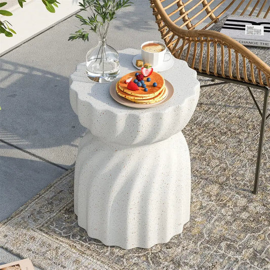 Concrete Hourglass Accent Table - Living Room Office Patio Garden