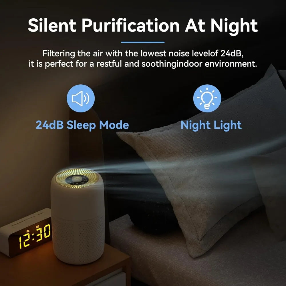 2-Pack Quiet Air Purifiers w/ Aromatherapy & Night Light