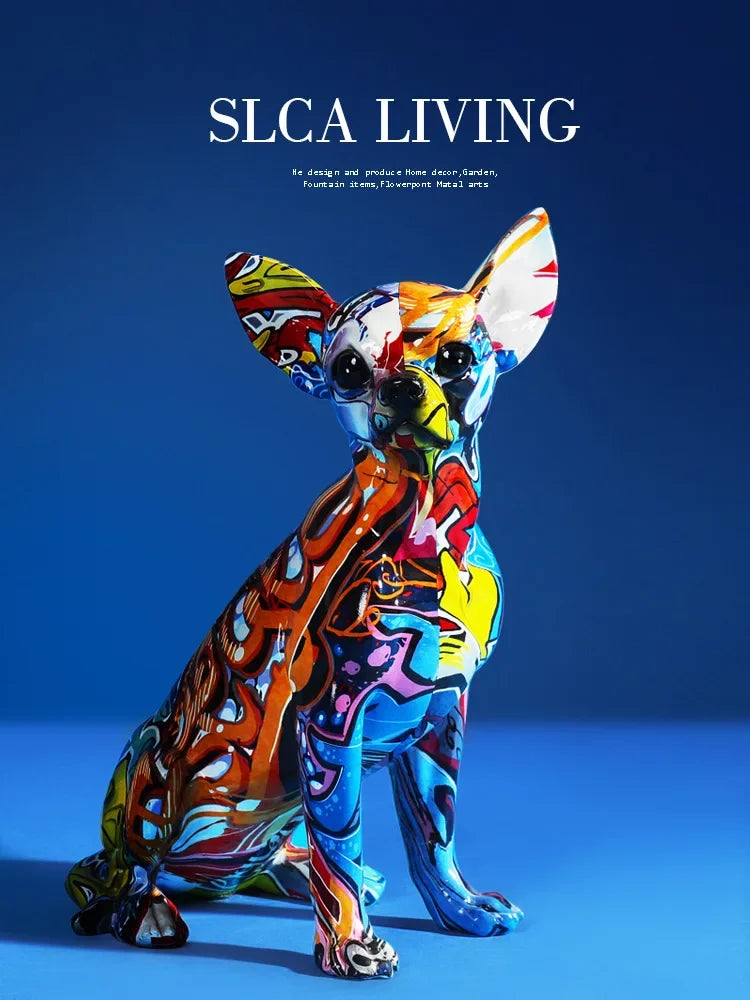 Creative Painted Graffiti Resin Dog Home Decoration