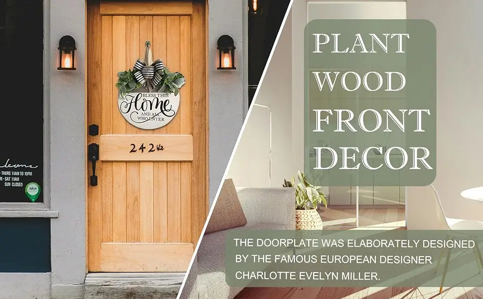 Bless This Home Welcome Wood/Wreath Sign