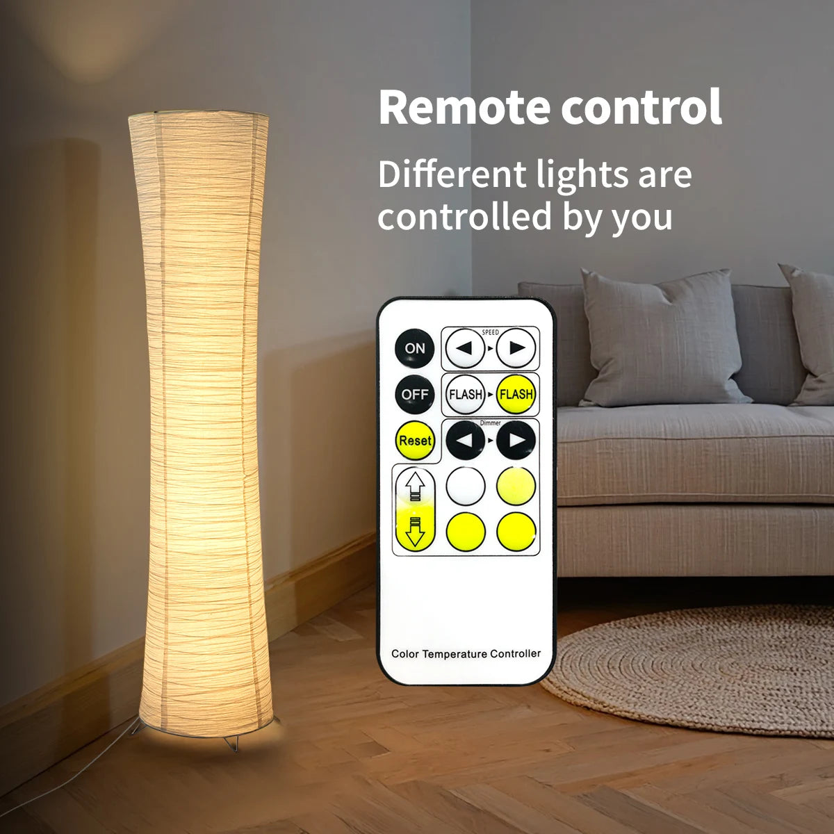 Paper-Chrome-Plated Standing Lamp, LED Light Strip