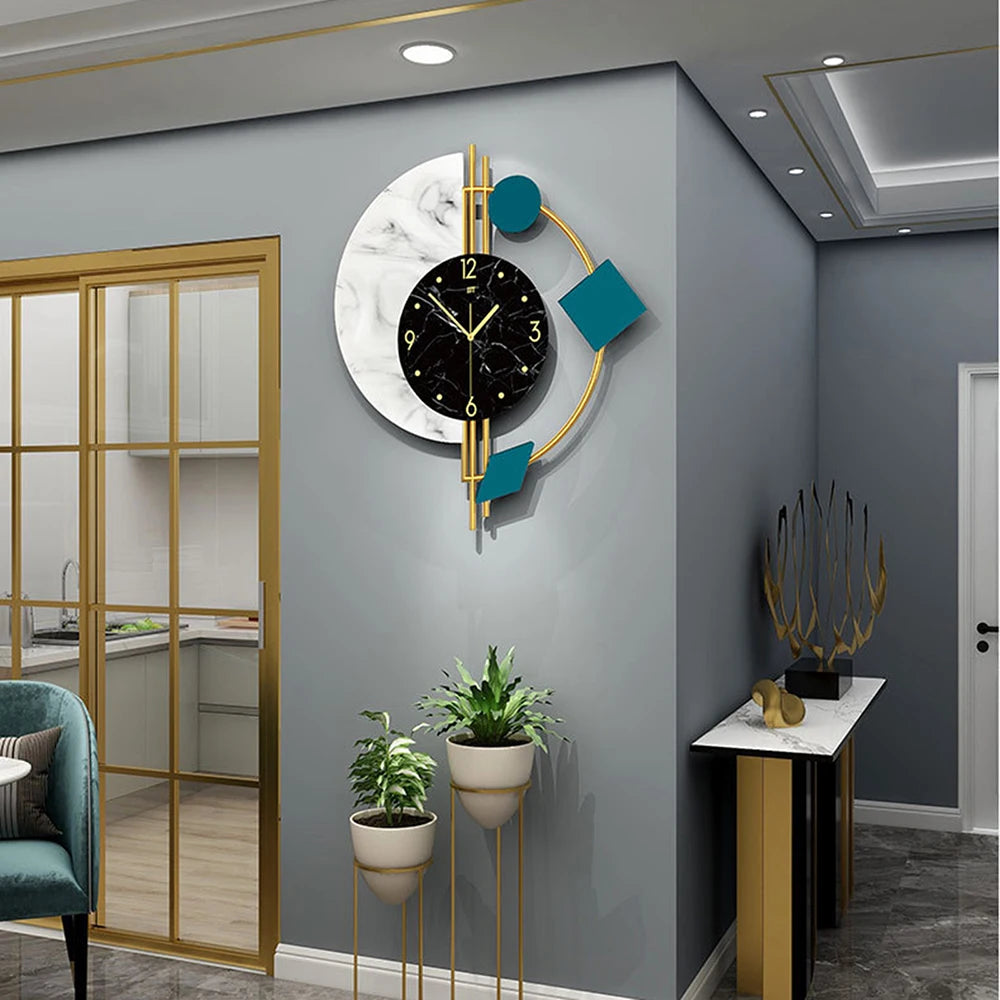 Creative Semicircle Marble Quartz Silent Wall Clock