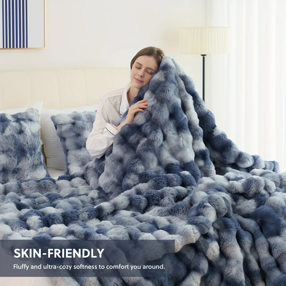 1PC Cozy Faux Rabbit Fleece Blanket | Throw