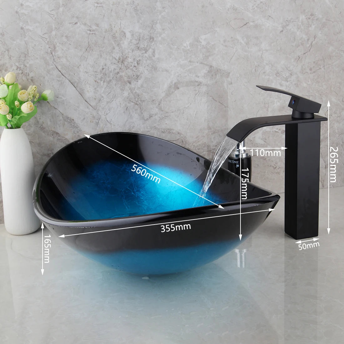 Bathroom Sink Tempered Glass Washbasin Vessel Sink