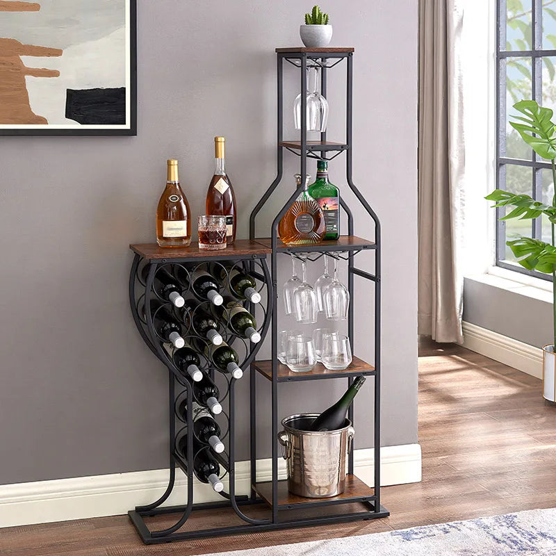 5-Tier Wine Rack w/ Hanging Wine Glass Holder