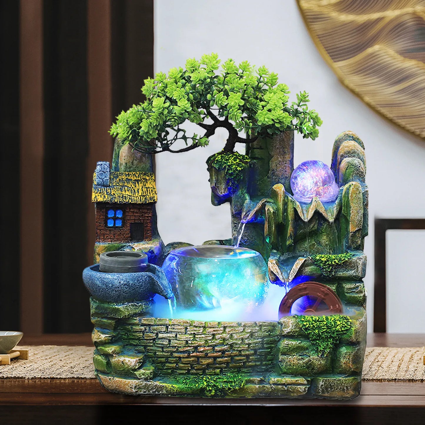 Desktop Fountain Waterfall Decor Landscape Rockeries Ornaments