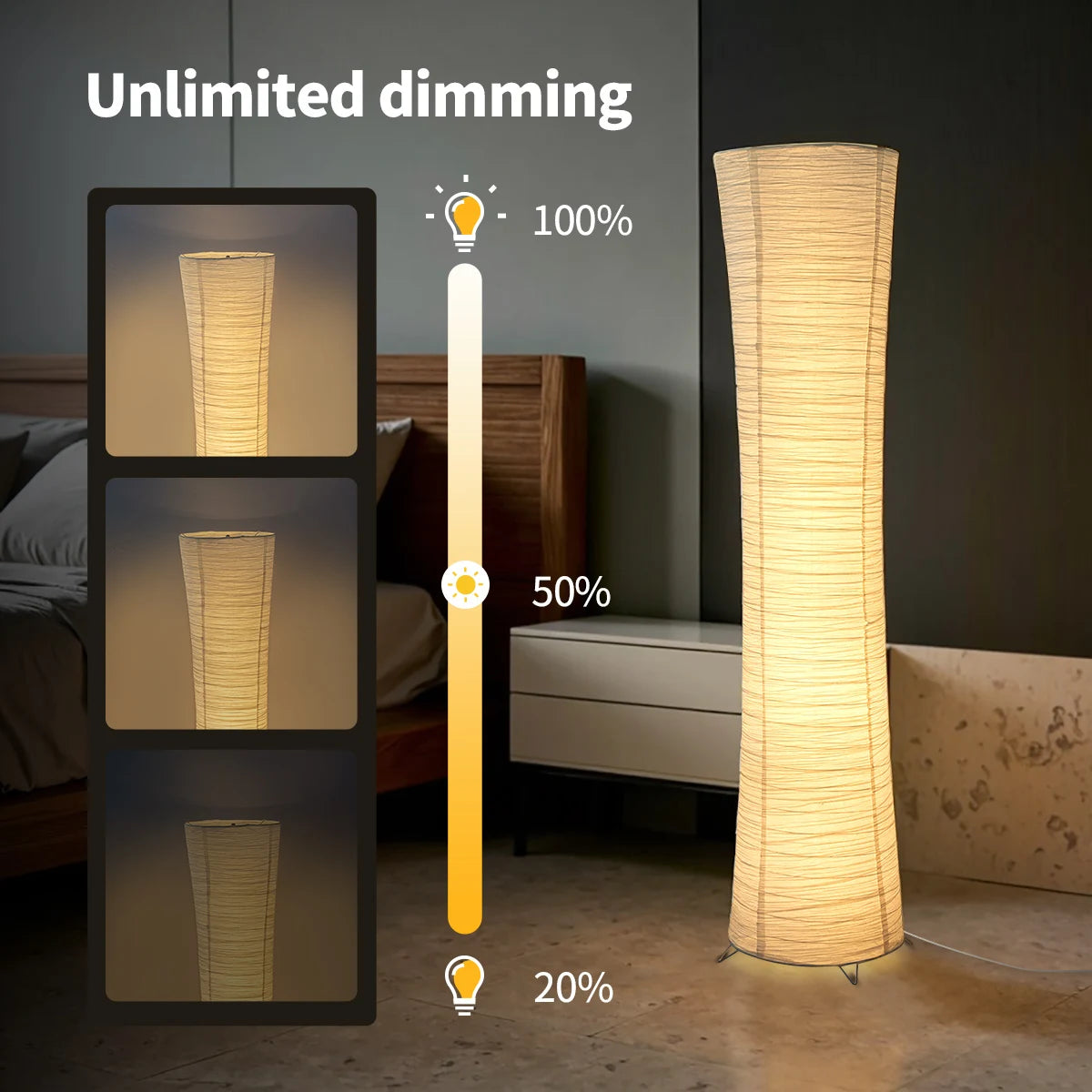 Paper-Chrome-Plated Standing Lamp, LED Light Strip