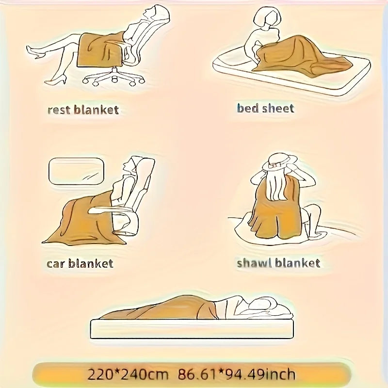 1pc Weighted Sherpa Fleece Blanket Faux Rabbit Fur Softness