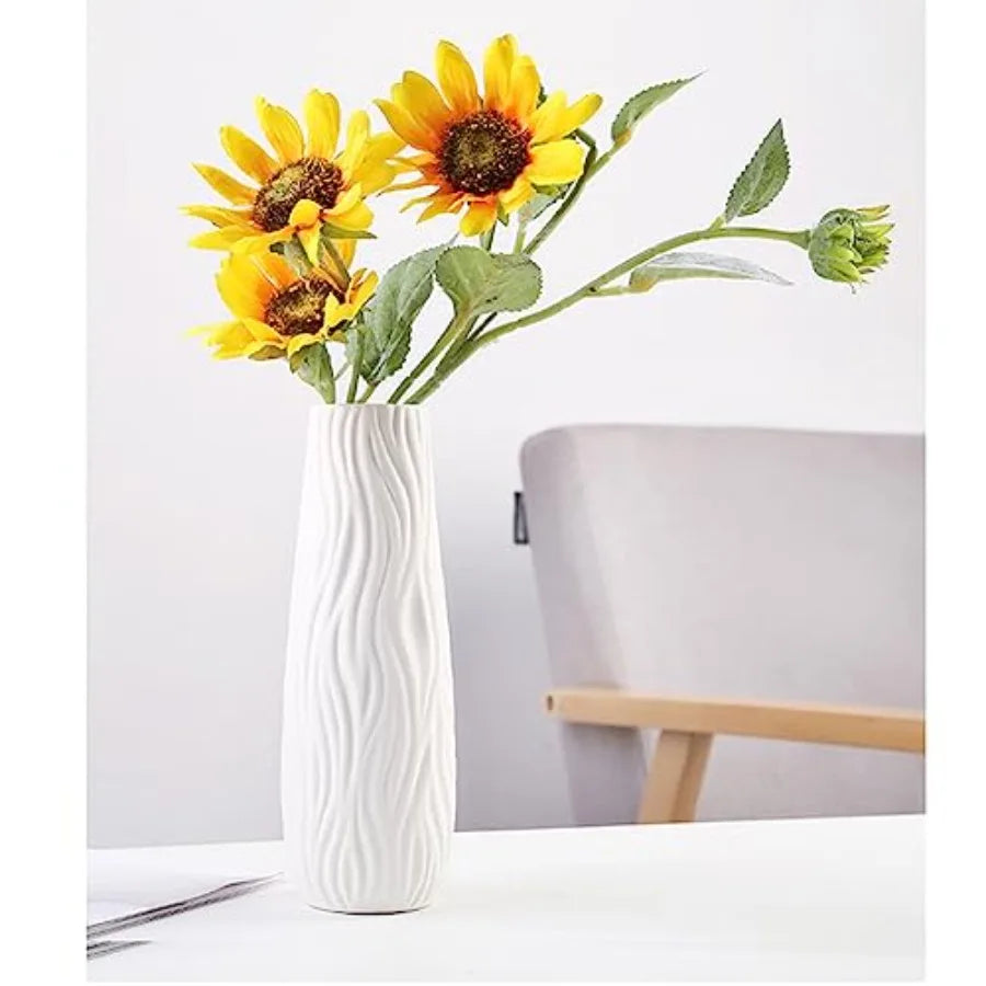 Classic Style Ceramic Flower Vase, 8.4" H