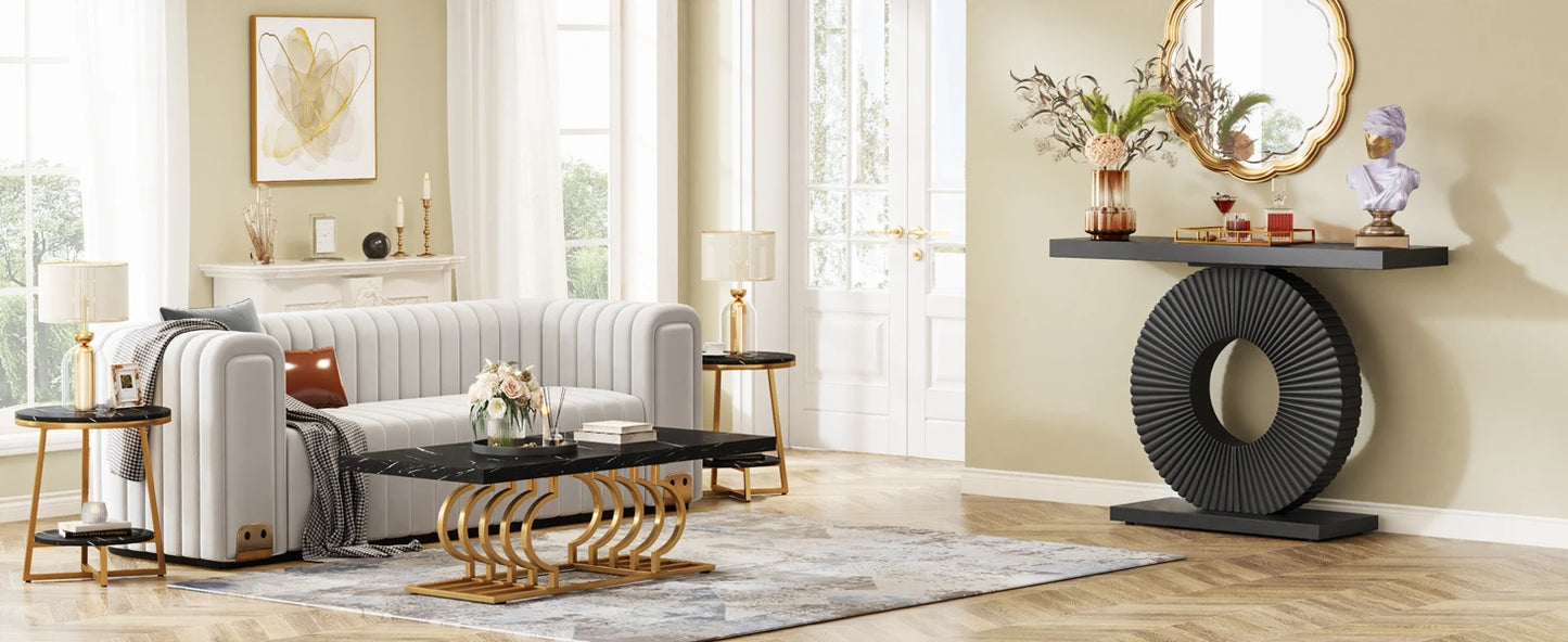 40-Inch Modern Console Table with Geometric Base