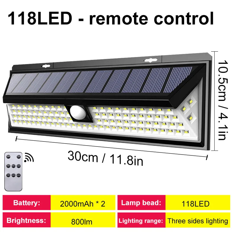 118LED Lights Outdoor Solar Lamp Motion Sensor